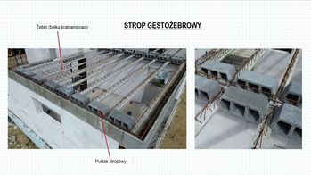 Strop gęstożebrowy - rozkład i układ belek - I